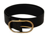 Dolce & Gabbana Black Embossed Leather Gold Tone Metal Buckle Belt -   -  Dolce & Gabbana.